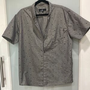 Molokai Surf Co Men's Grey Anchor Wheel Print Short Sleeve Button Down Shirt XL